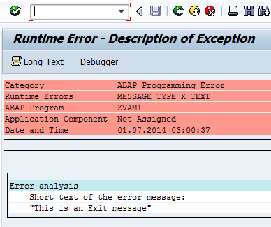types of error messages back sap abap